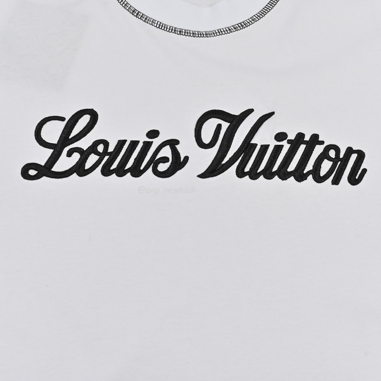 Louis Vuitton 24ss Stitching Cursive Embroidery Letters, Short Sleeves T Shirt (4) - newkick.app